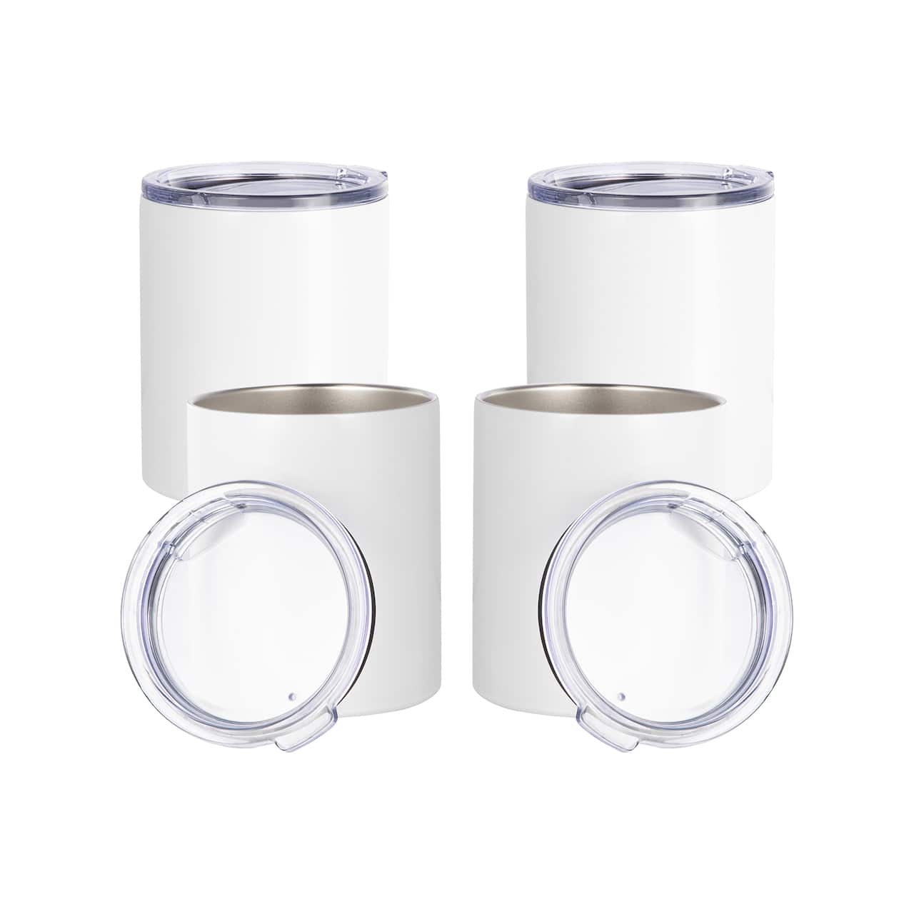 Craft Express 4ct. 10oz. White Stainless Steel Lowball Mug